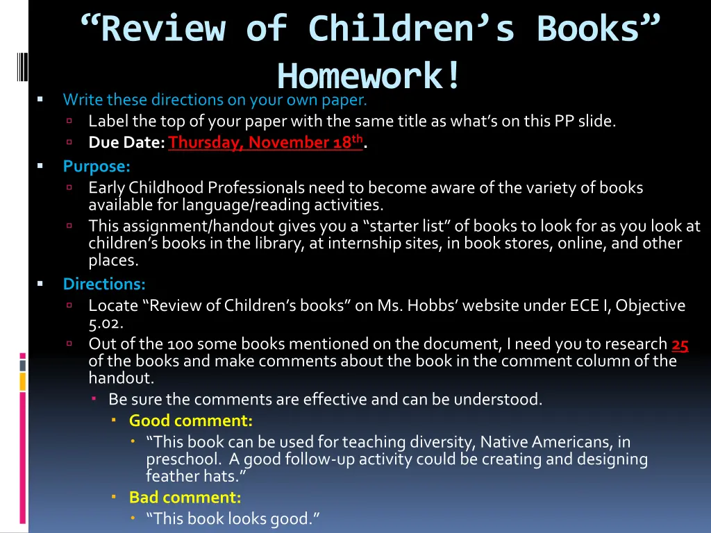 review of children s books homework write these