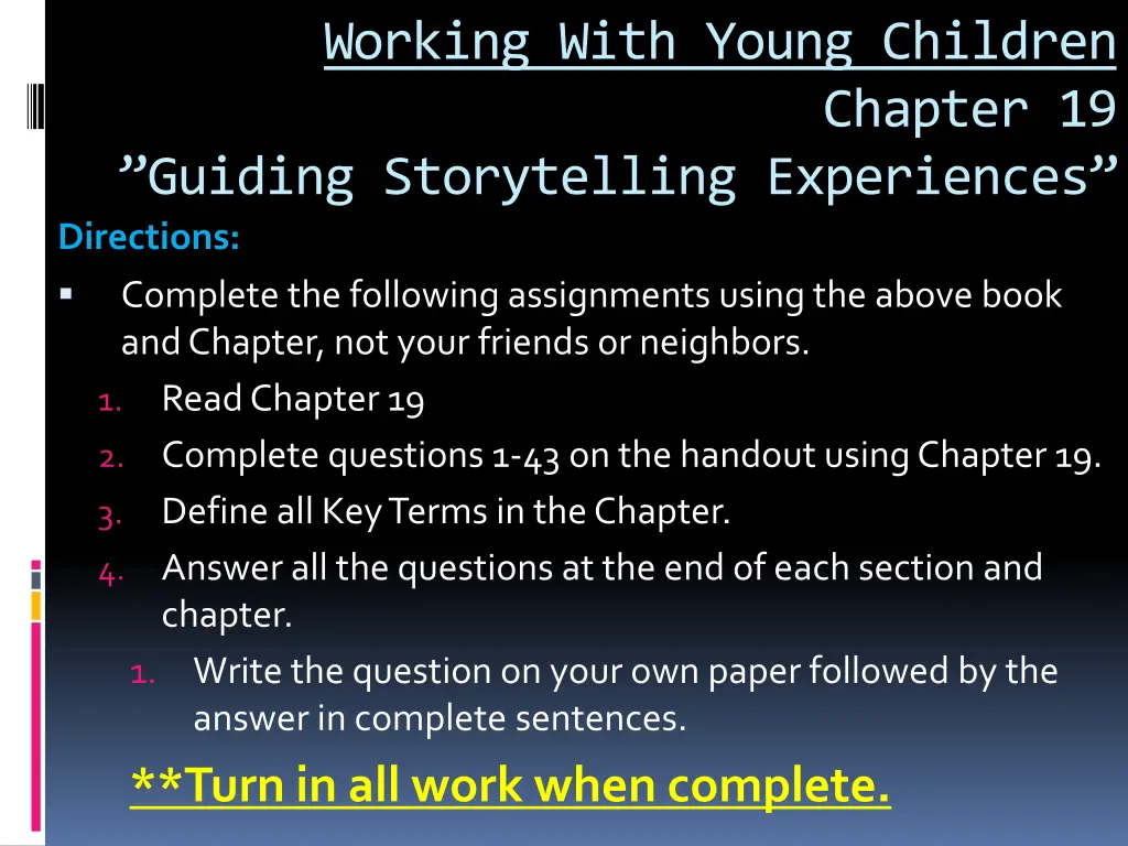 working with young children