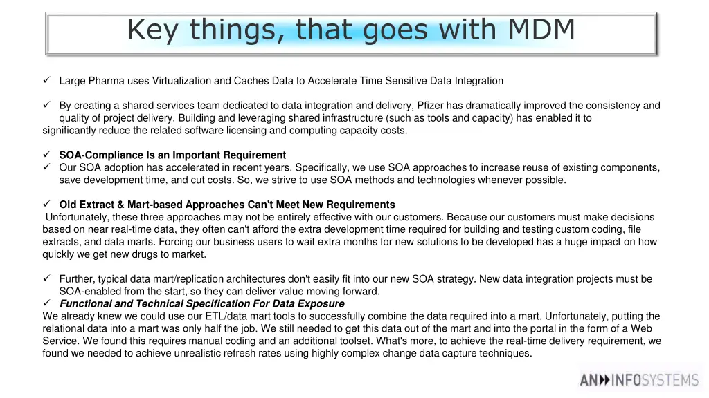 key things that goes with mdm