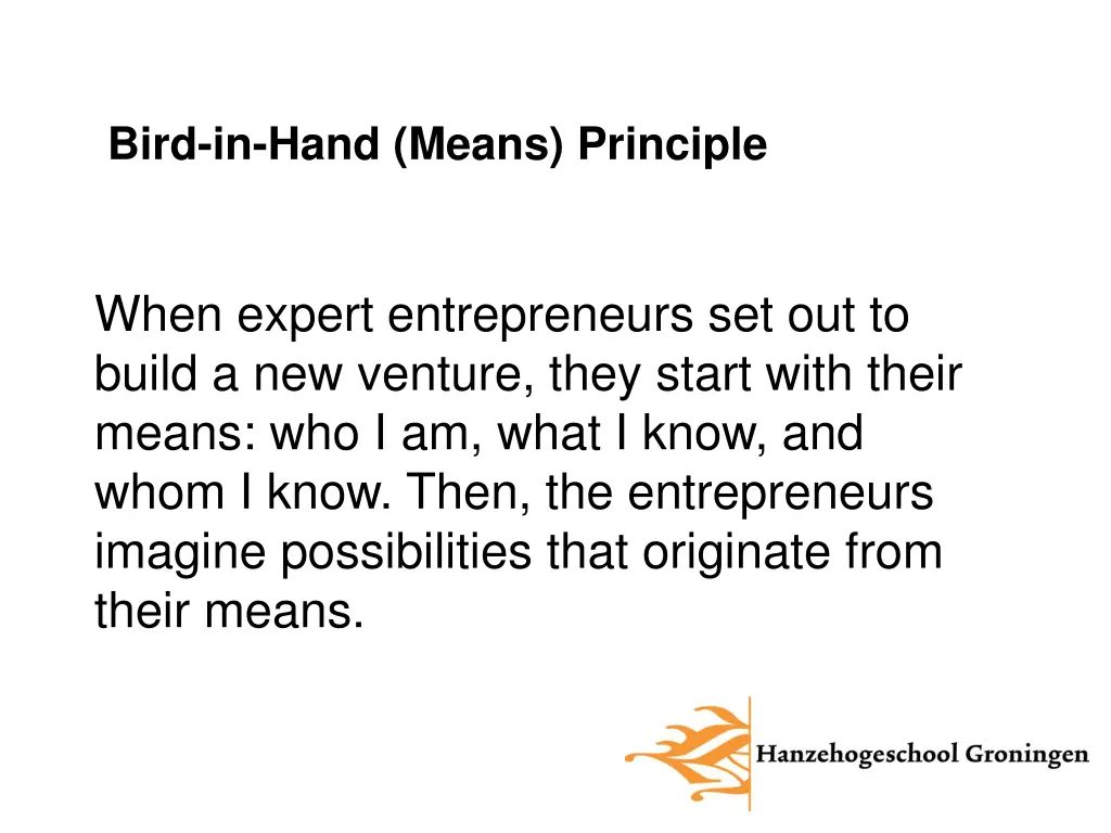 bird in hand means principle