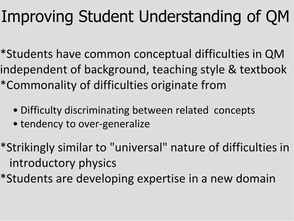 improving student understanding of qm