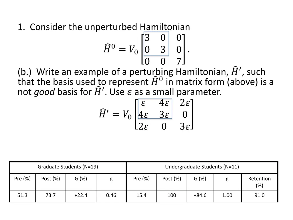 1 consider the unperturbed hamiltonian