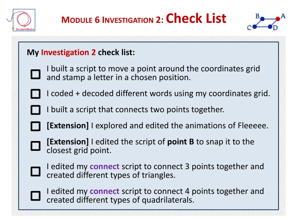 m odule 6 i nvestigation 2 check list