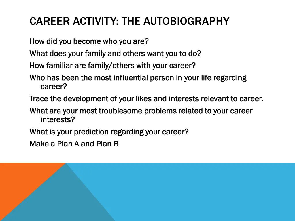 career activity the autobiography