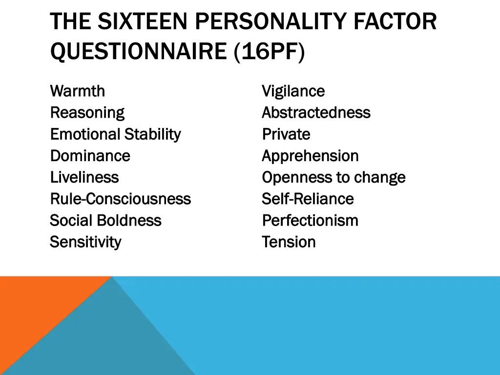 the sixteen personality factor questionnaire 16pf