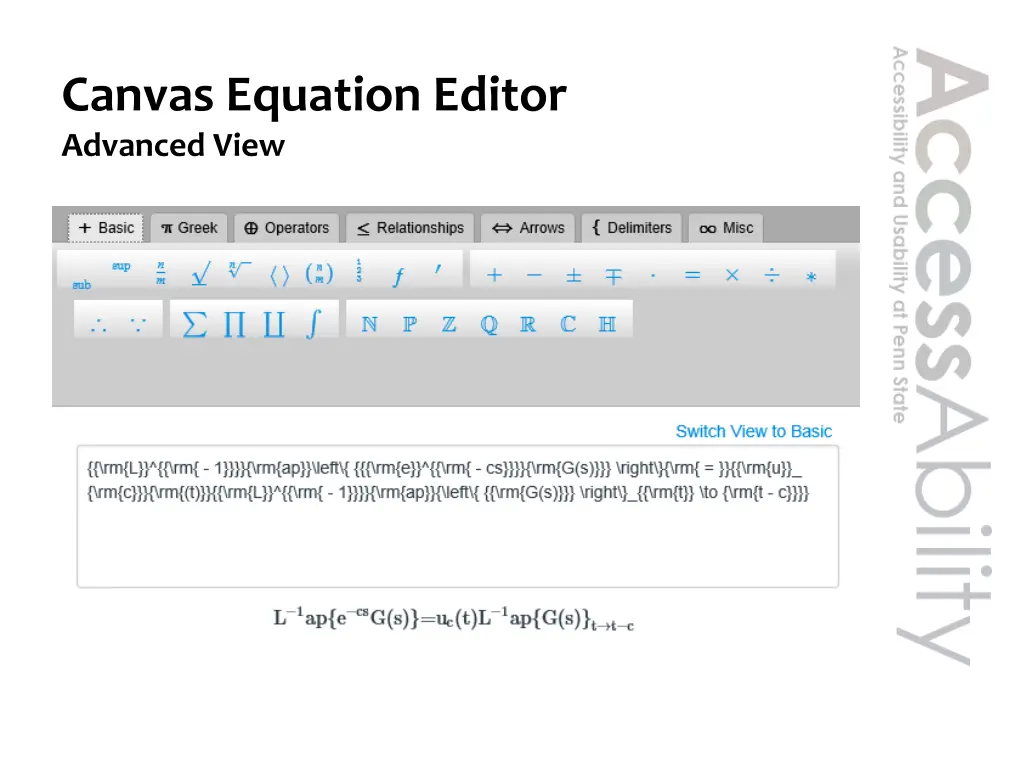 canvas equation editor advanced view