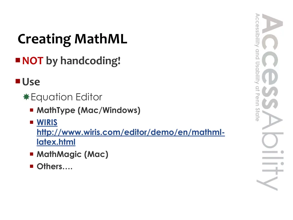 creating mathml