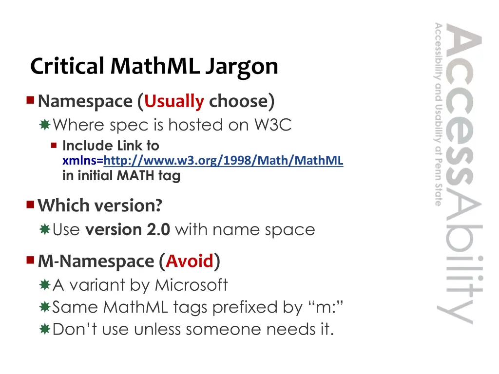 critical mathml jargon