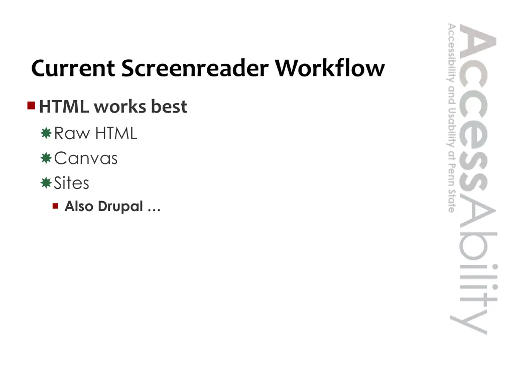 current screenreader workflow