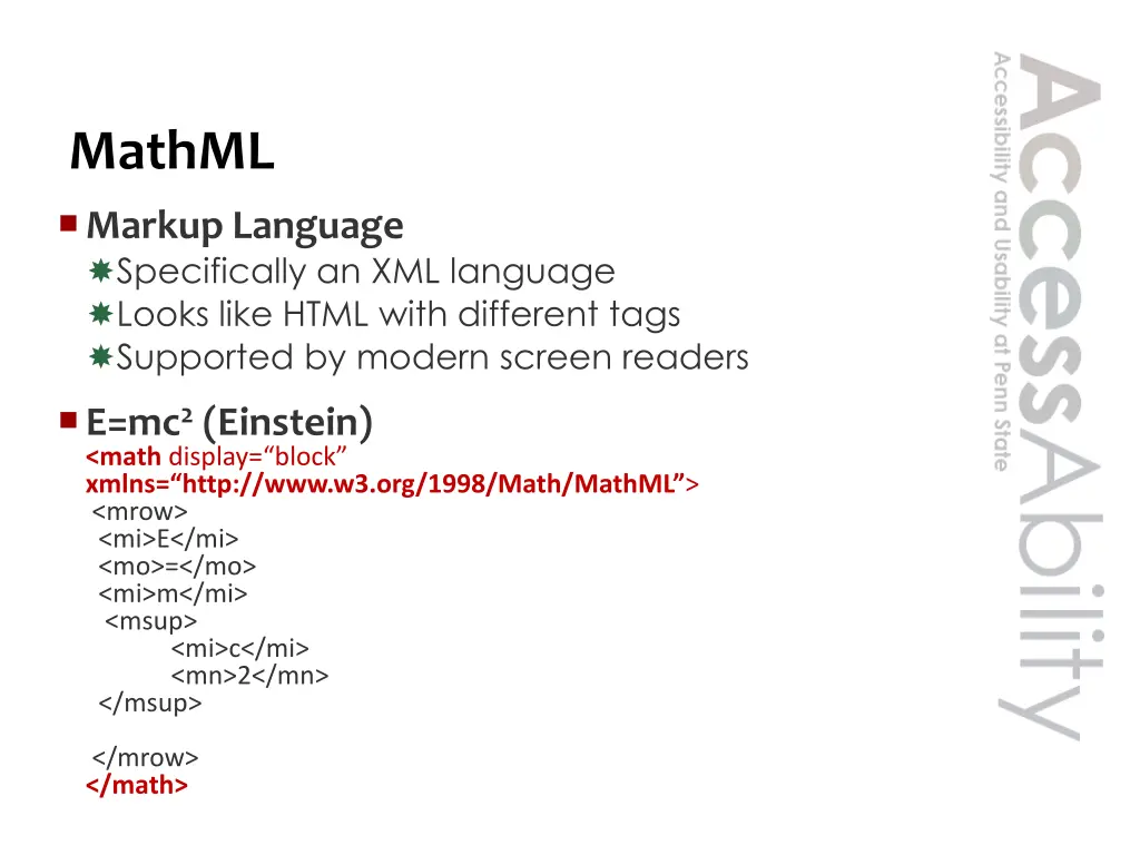 mathml markup language specifically