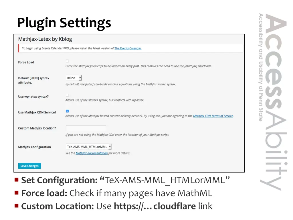 plugin settings