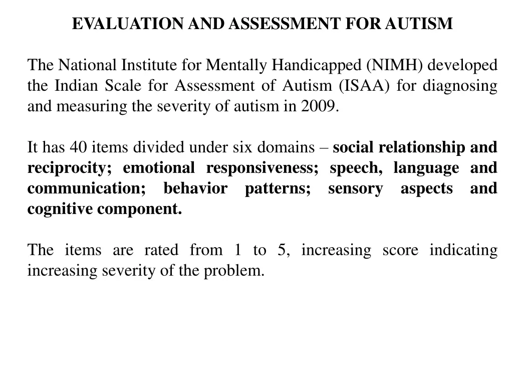 evaluation and assessment for autism