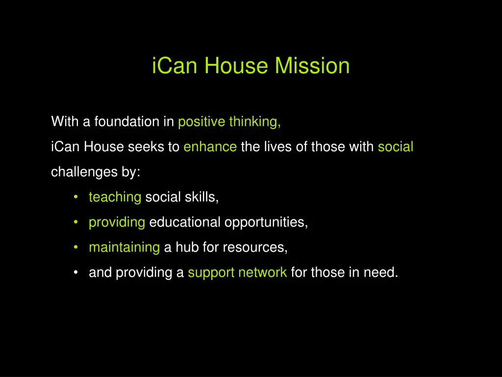 ican house mission