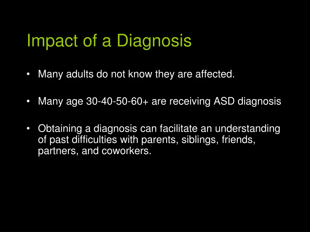 impact of a diagnosis