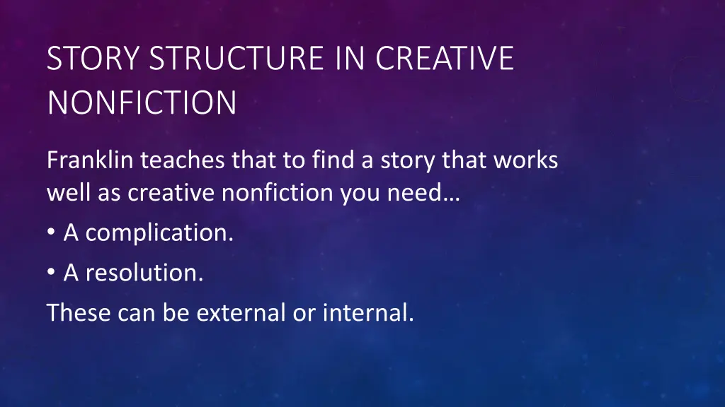 story structure in creative nonfiction