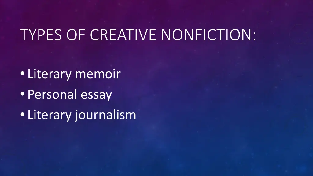 types of creative nonfiction