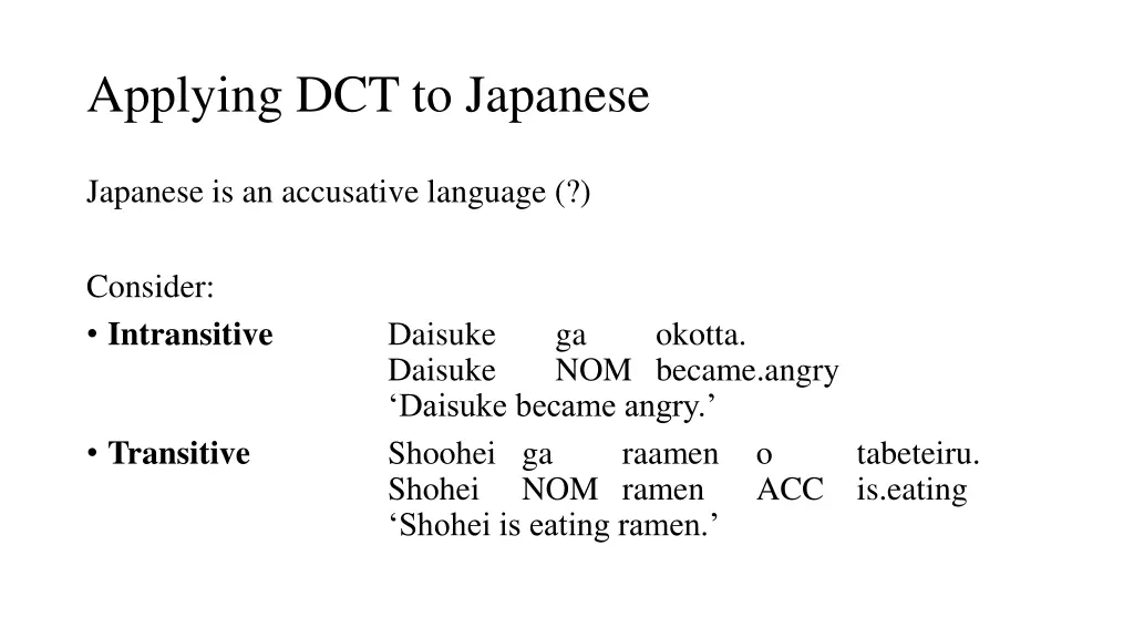 applying dct to japanese