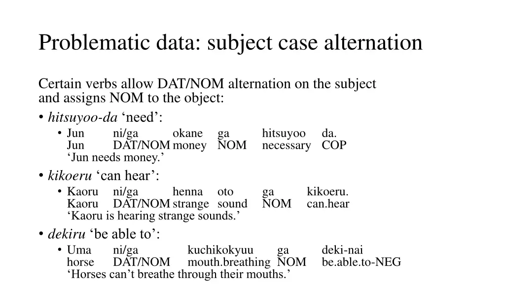 problematic data subject case alternation