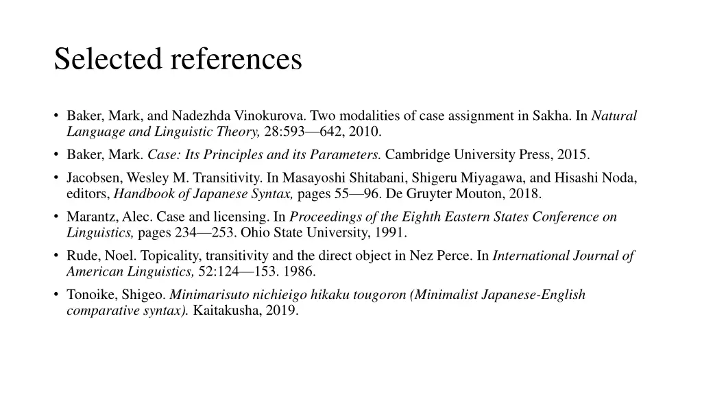 selected references