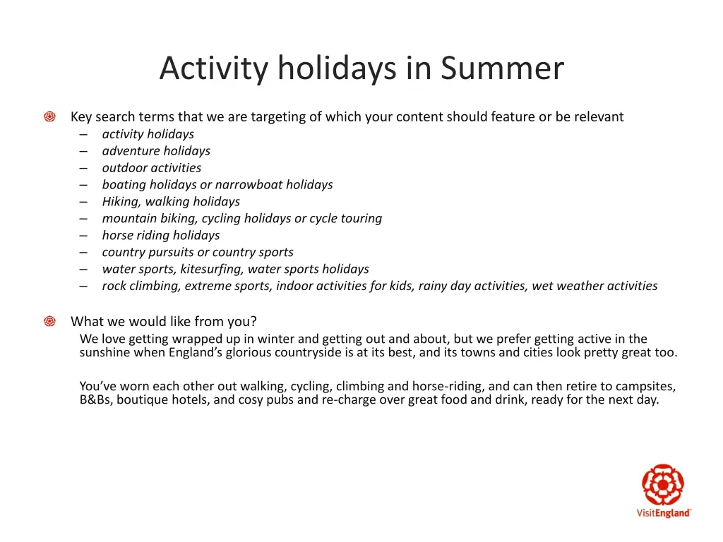 activity holidays in summer