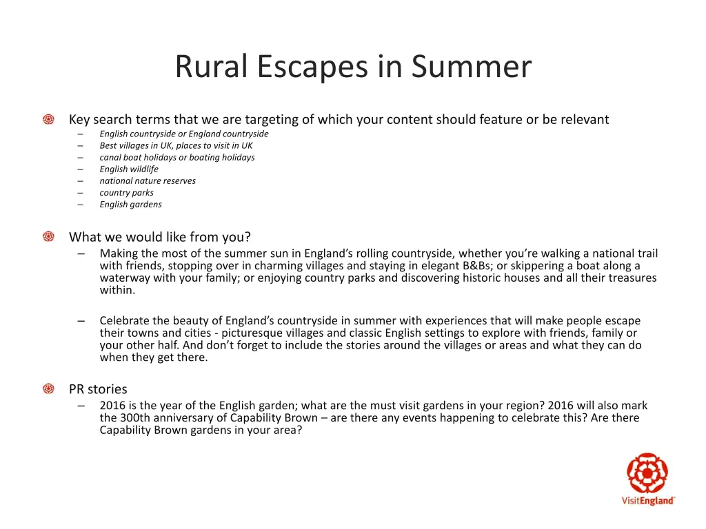 rural escapes in summer