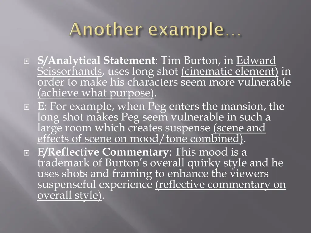 s analytical statement tim burton in edward