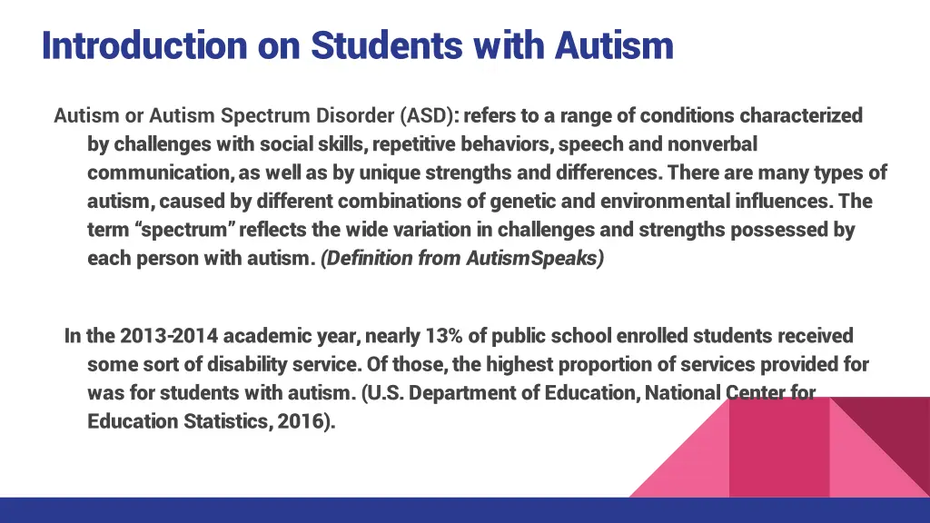 introduction on students with autism