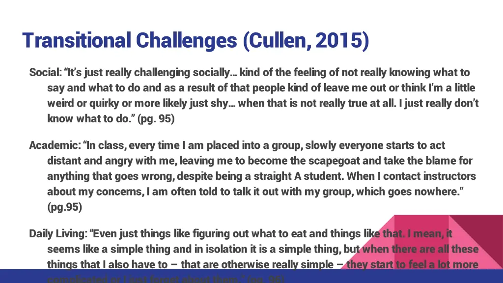 transitional challenges cullen 2015