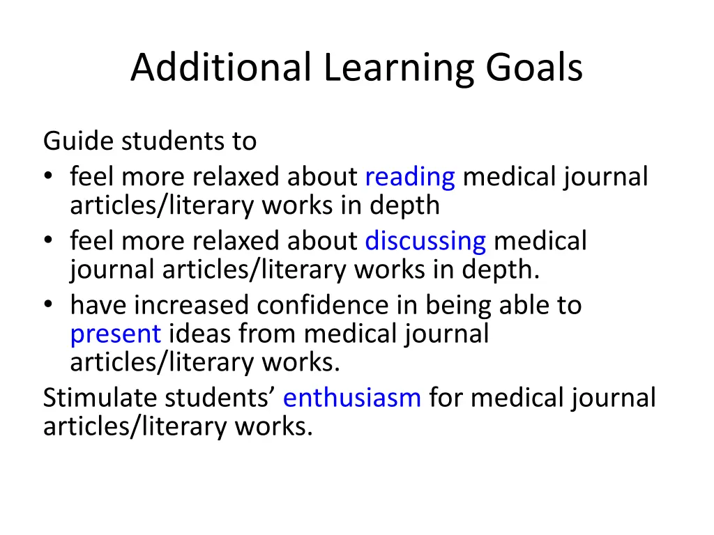 additional learning goals