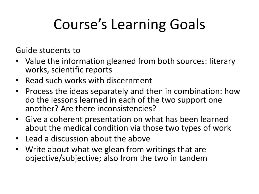 course s learning goals