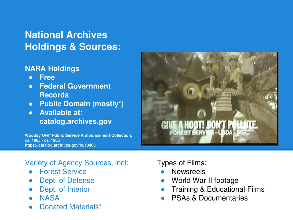 national archives holdings sources