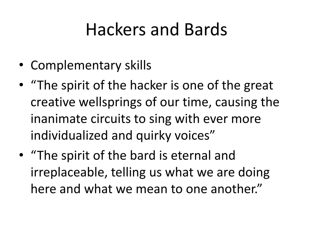 hackers and bards