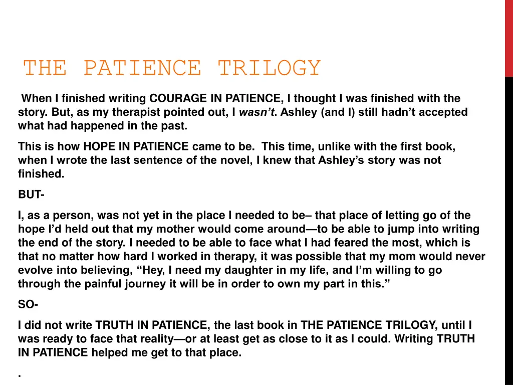 the patience trilogy