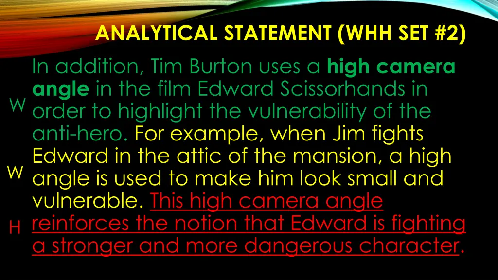 analytical statement whh set 2 in addition 2