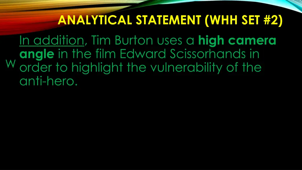 analytical statement whh set 2 in addition