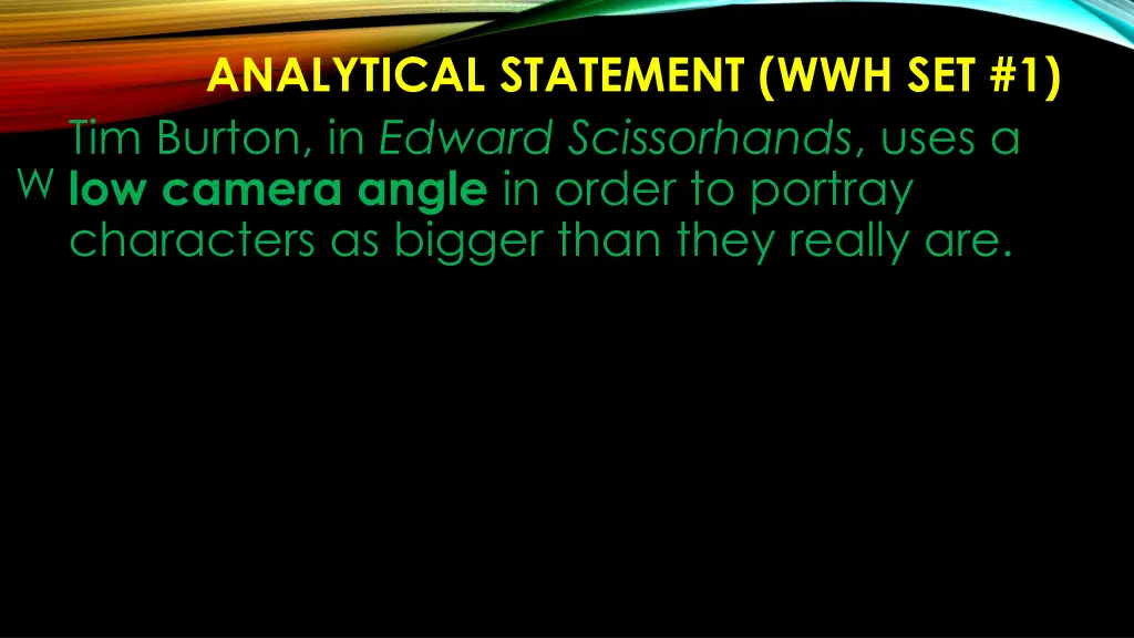 analytical statement wwh set 1 tim burton