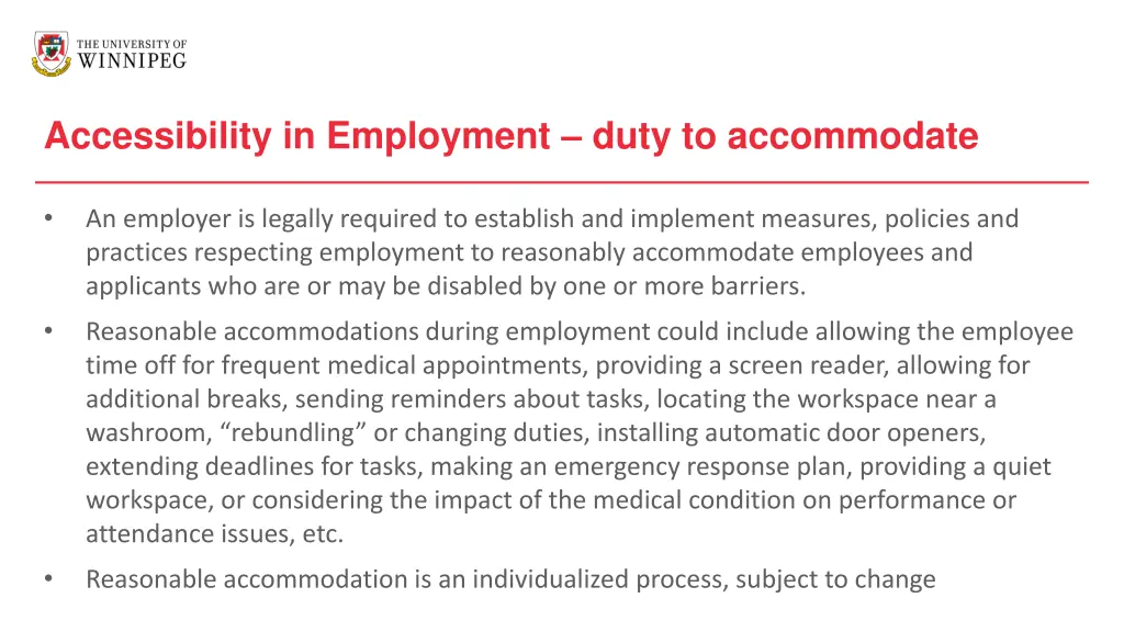 accessibility in employment duty to accommodate