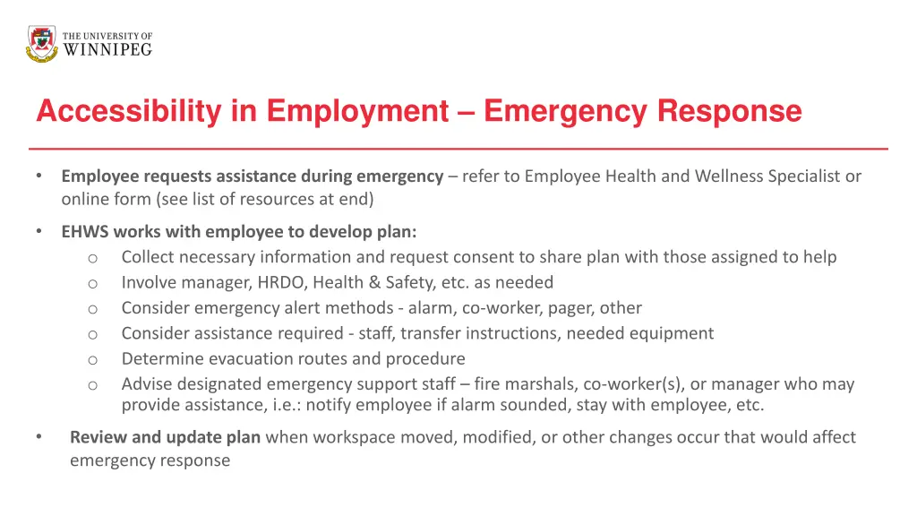 accessibility in employment emergency response