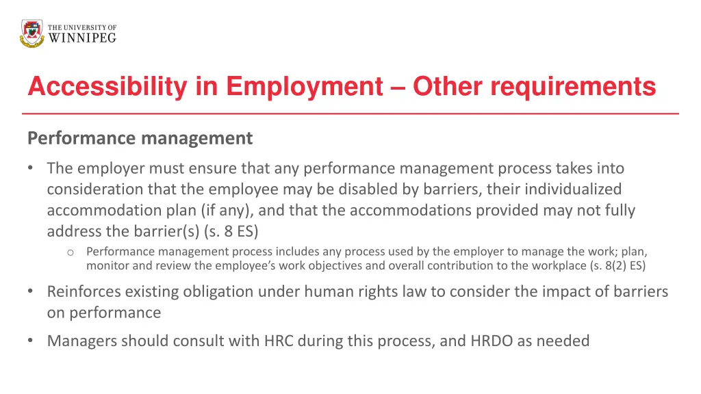 accessibility in employment other requirements