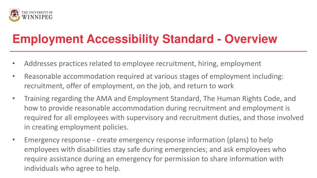 employment accessibility standard overview