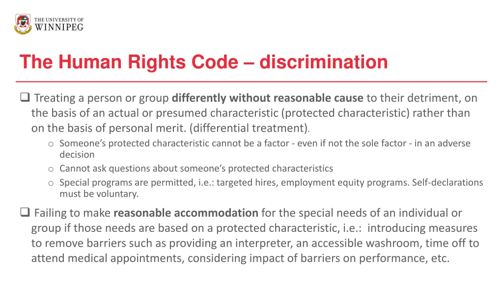 the human rights code discrimination