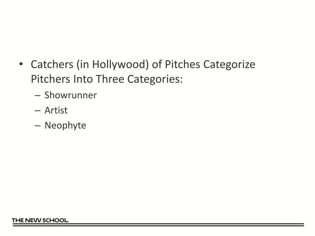 catchers in hollywood of pitches categorize