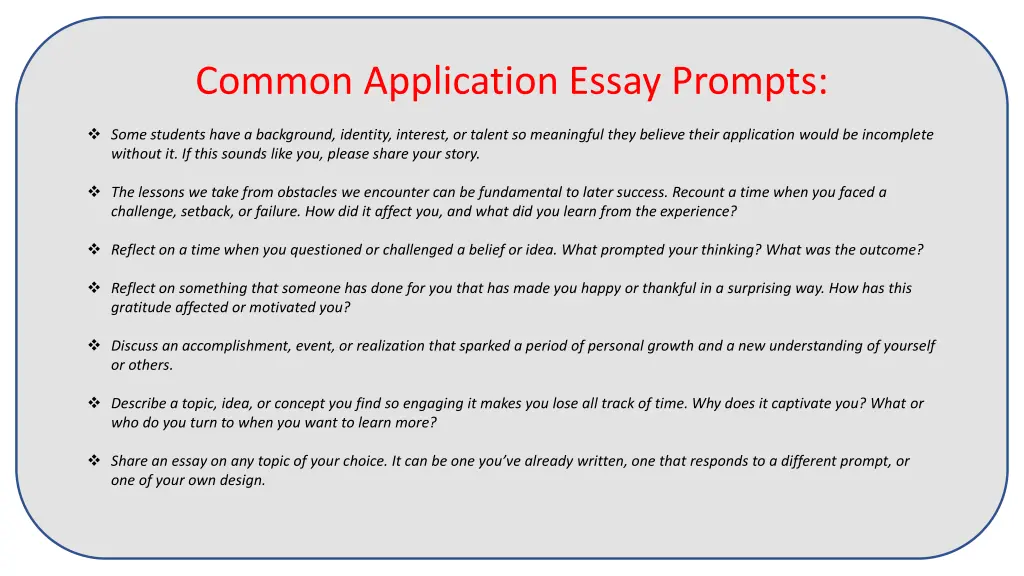 common application essay prompts