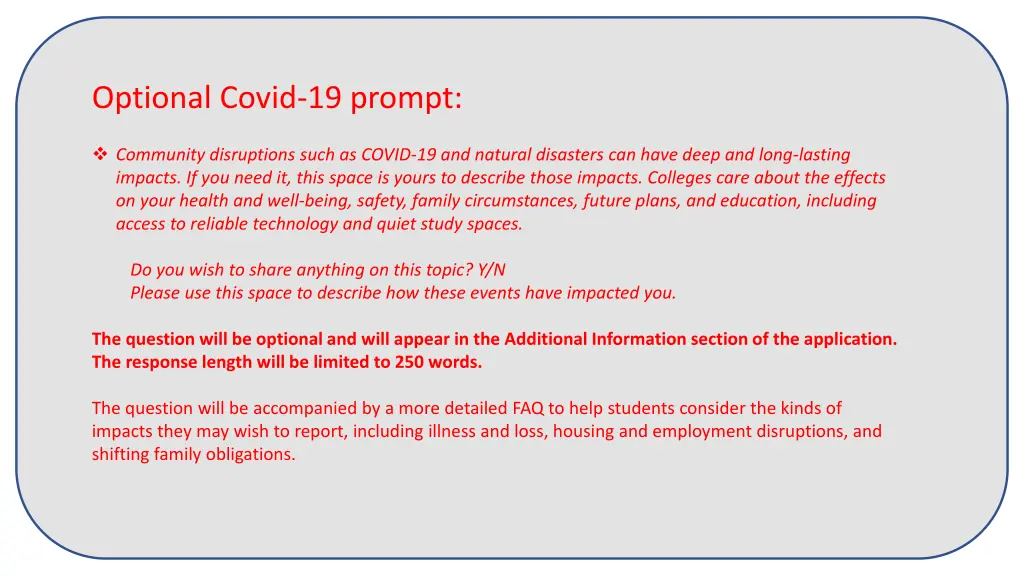 optional covid 19 prompt