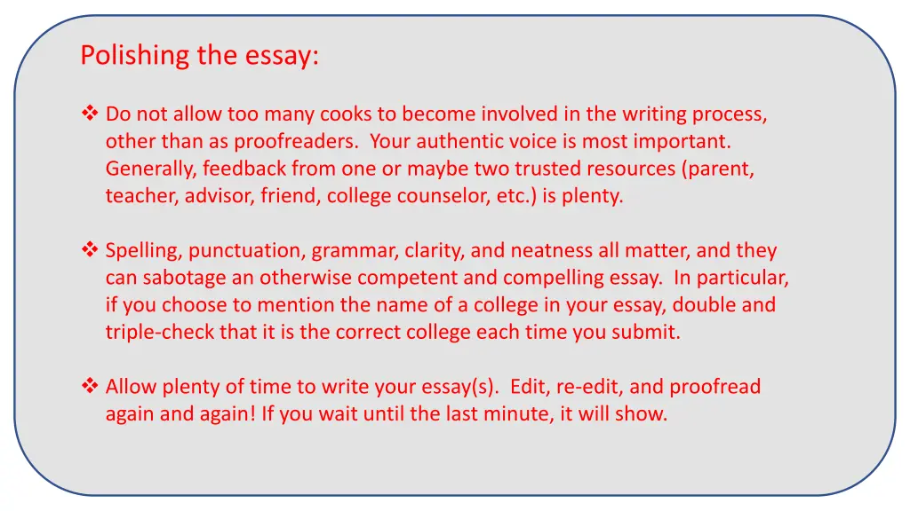 polishing the essay