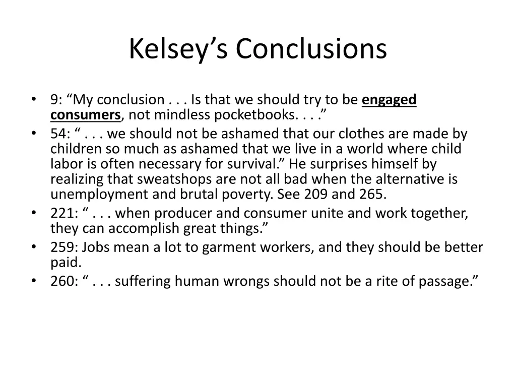 kelsey s conclusions