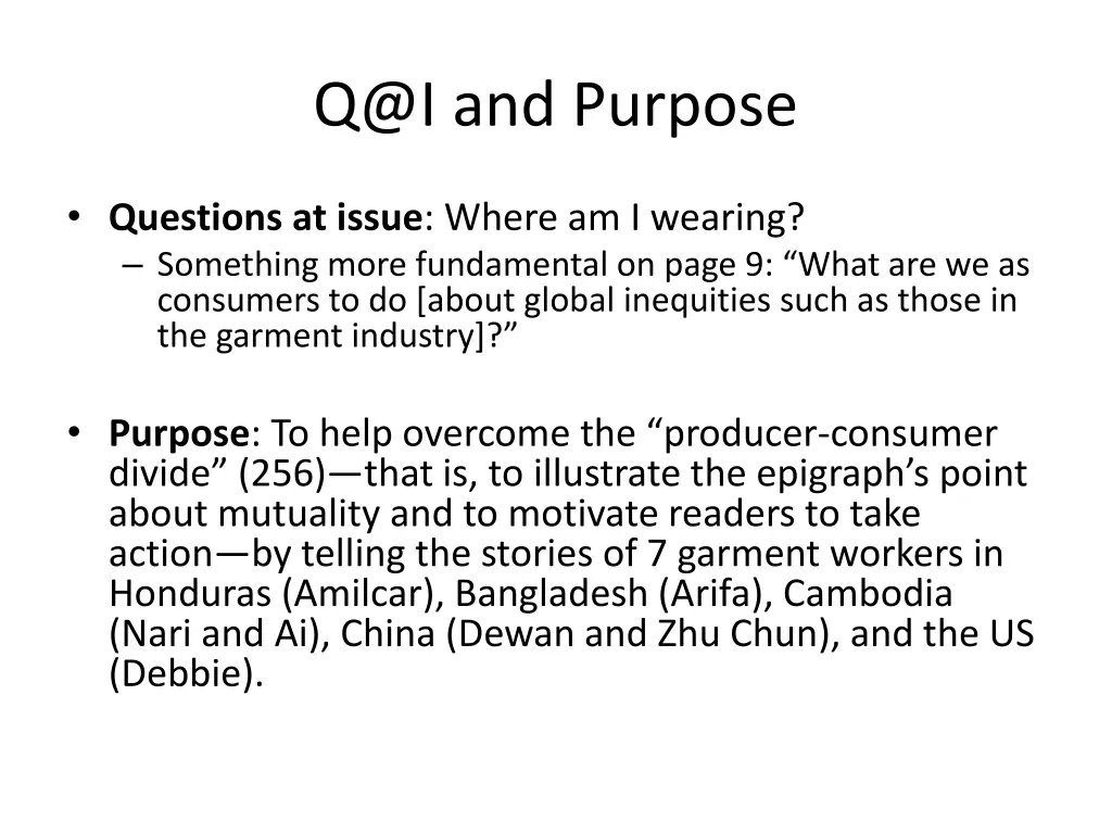 q@i and purpose