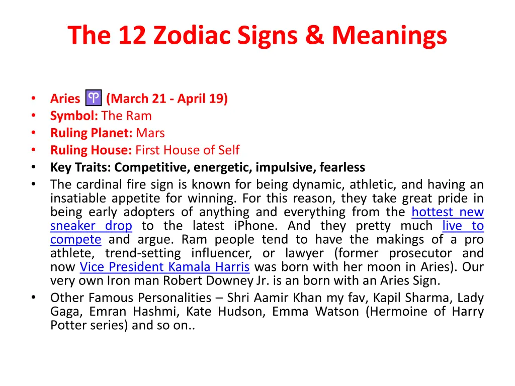 the 12 zodiac signs meanings