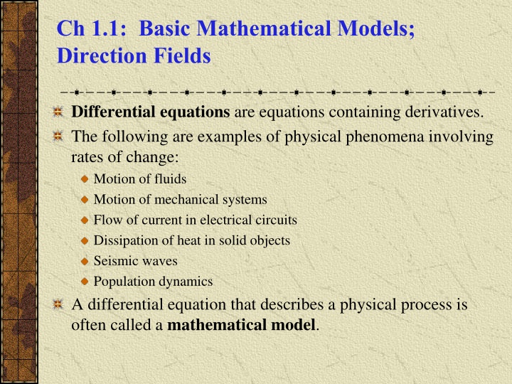 ch 1 1 basic mathematical models direction fields