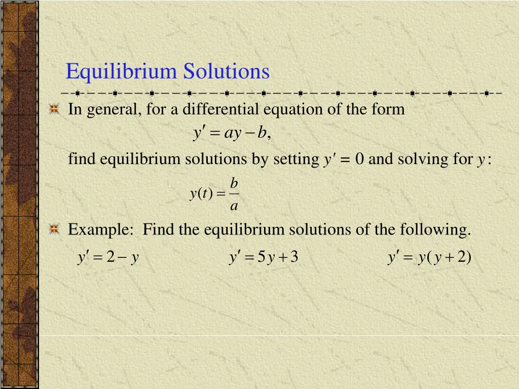 equilibrium solutions